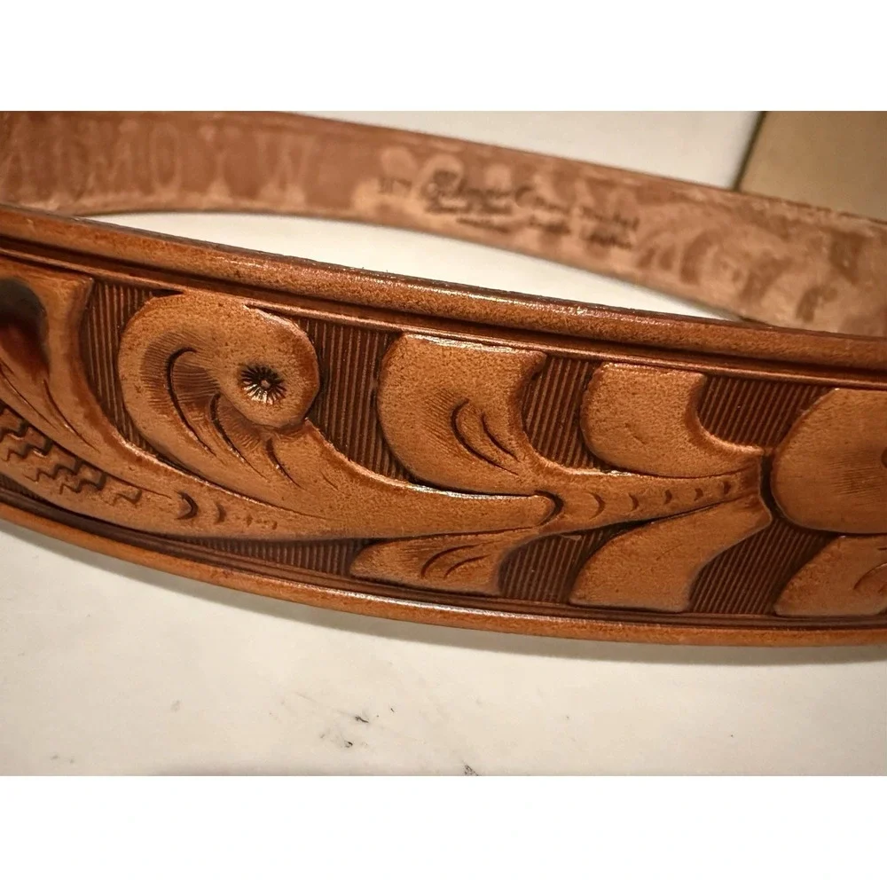 Vintage Rockmount Wyoming Tooled Leather Western Belt 32 Floral Saddle Cowboy